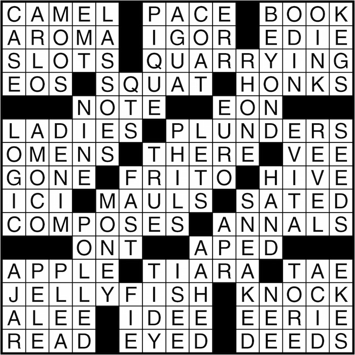 Crossword puzzle answers: January 19, 2016