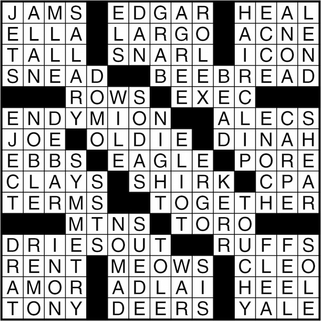 Crossword puzzle answers: January 22, 2016