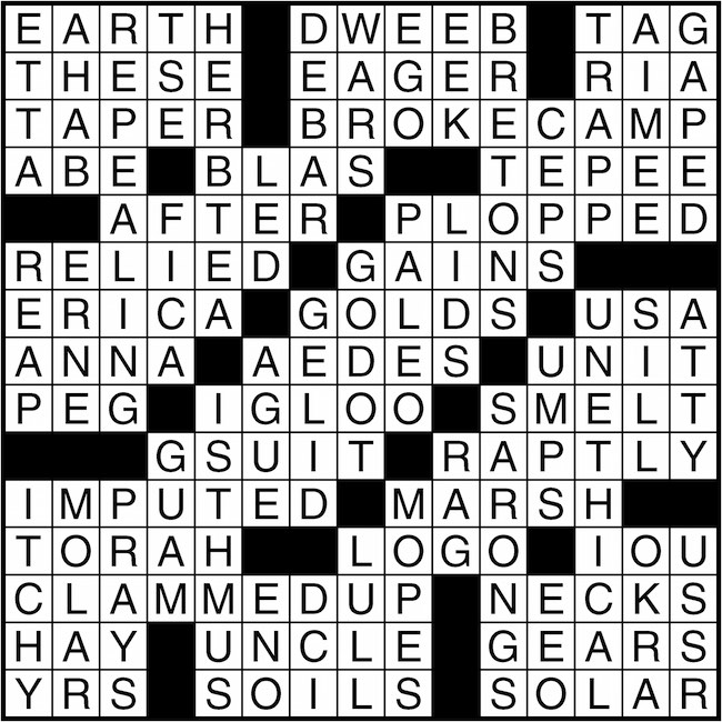 Crossword puzzle answers: January 26, 2016