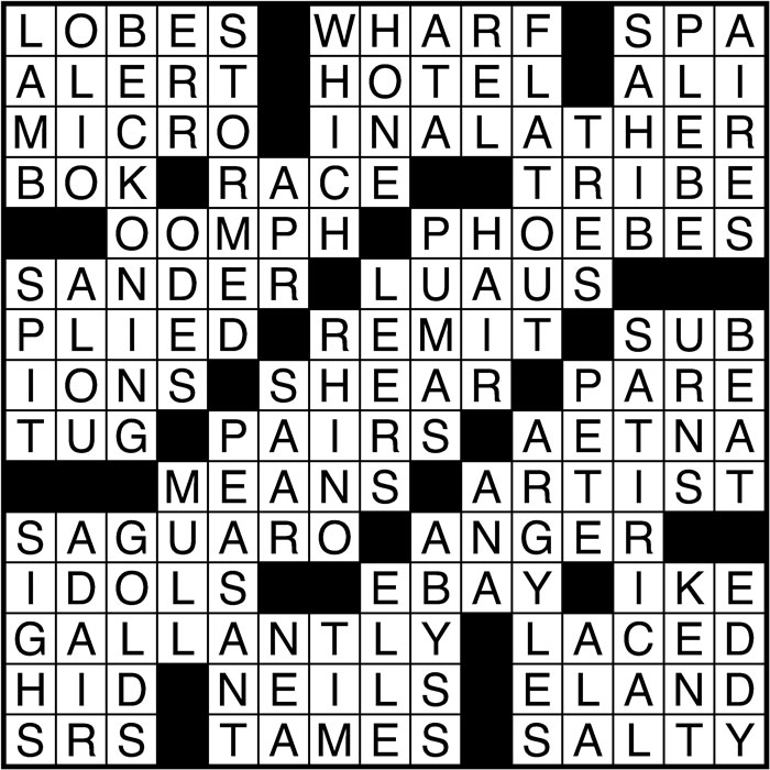 Crossword puzzle answers: January 3, 2017