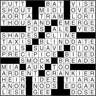 Crossword puzzle answers: January 5, 2016
