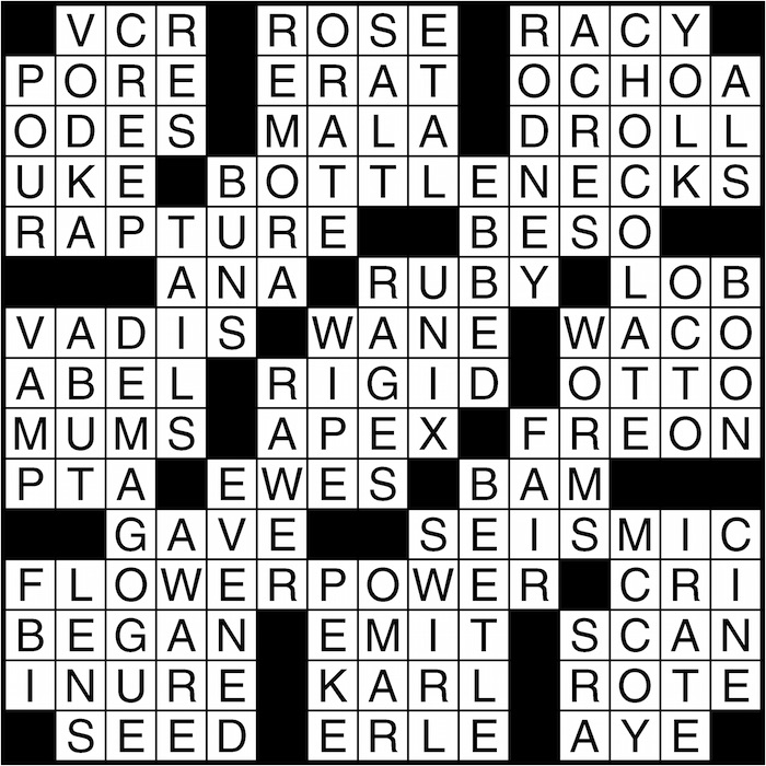 Crossword puzzle answers: January 7, 2016