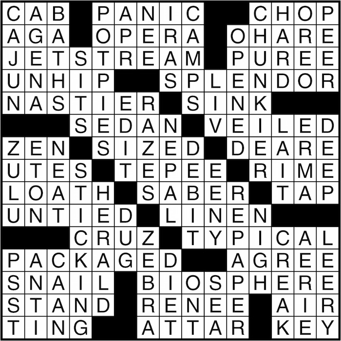 Crossword puzzle answers: January 8, 2016