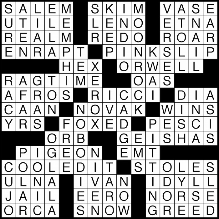 Crossword puzzle answers: July 11, 2016