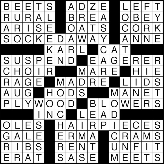 Crossword puzzle answers: July 13, 2016