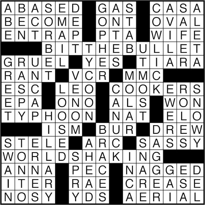 Crossword puzzle answers: July 1, 2016
