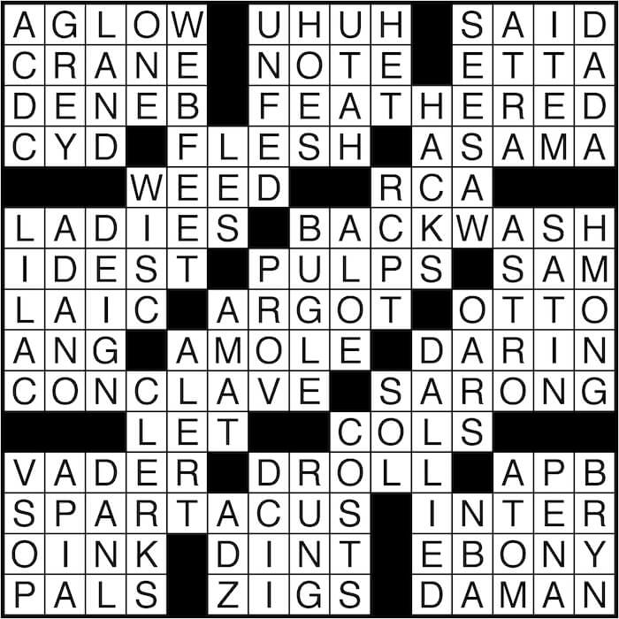 Crossword puzzle answers: July 5, 2016
