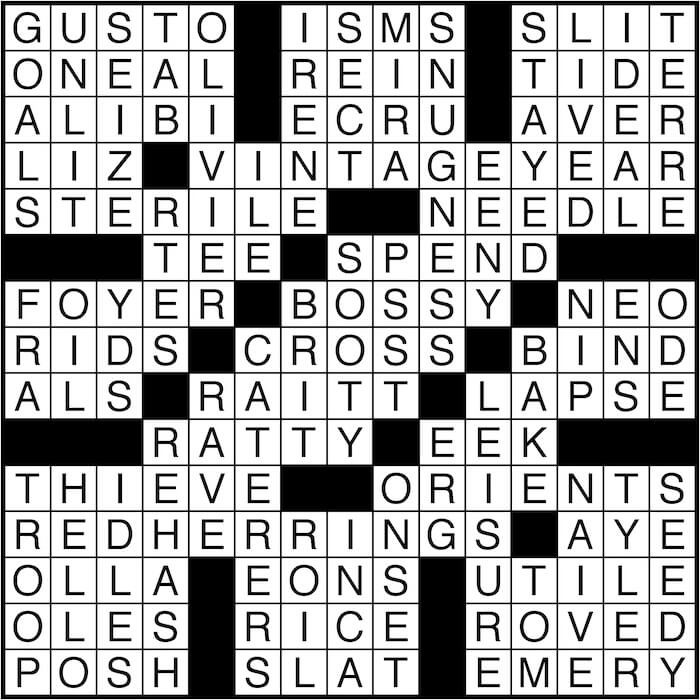 Crossword puzzle answers: July 6, 2016