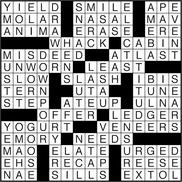 Crossword puzzle answers: July 7, 2016