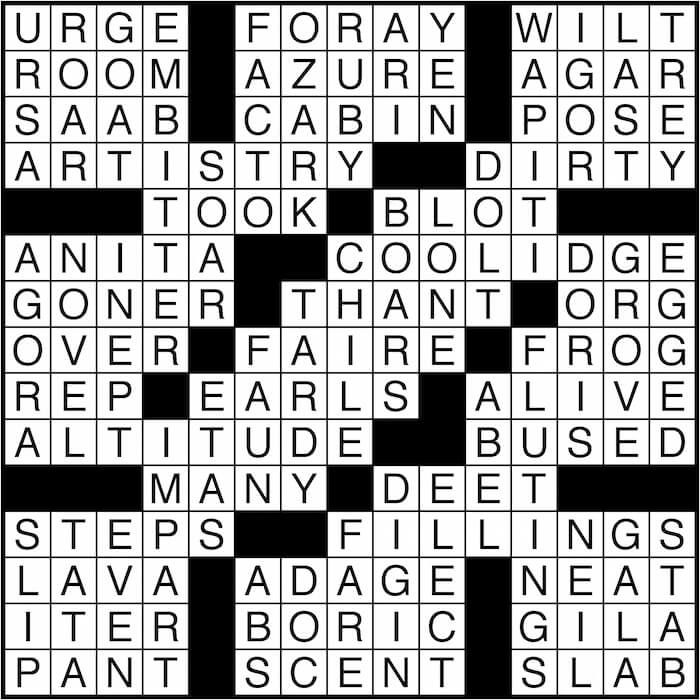 Crossword puzzle answers: June 10, 2016