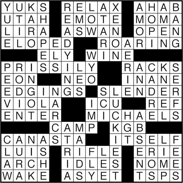 Crossword puzzle answers: June 14, 2016