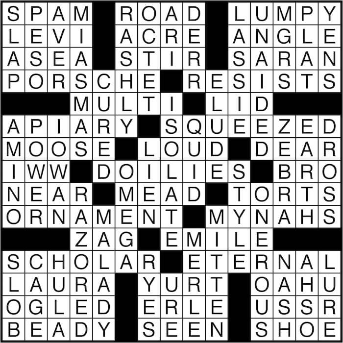 Crossword puzzle answers: June 1, 2016