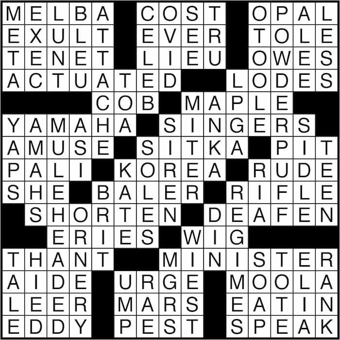 Crossword puzzle answers: June 20, 2016