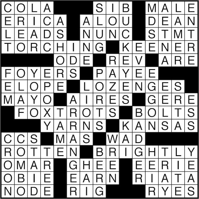 Crossword puzzle answers: June 21, 2016