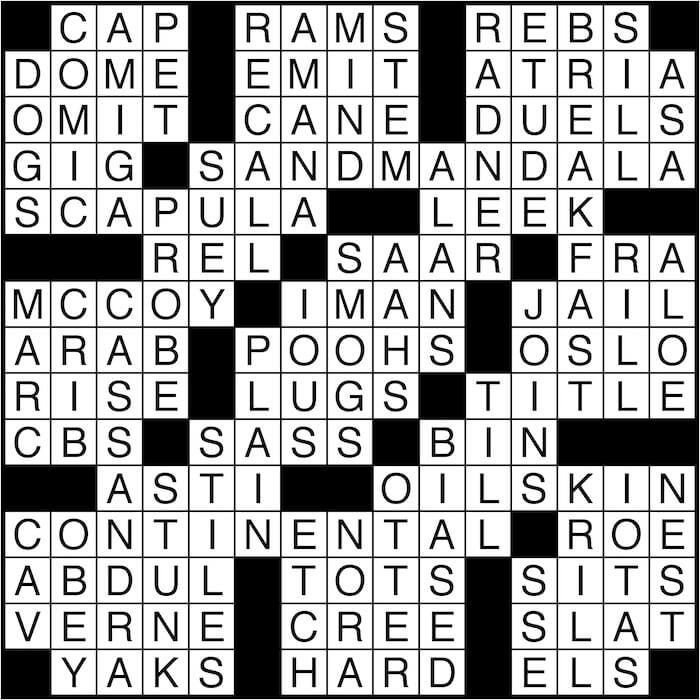 Crossword puzzle answers: June 23, 2016