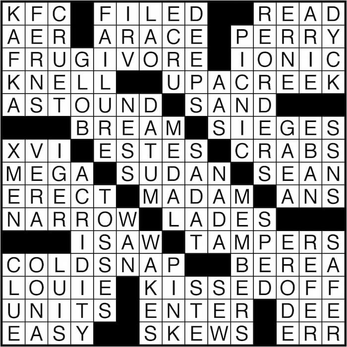 Crossword puzzle answers: June 24, 2016