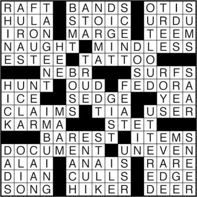 Crossword puzzle answers: June 28, 2016