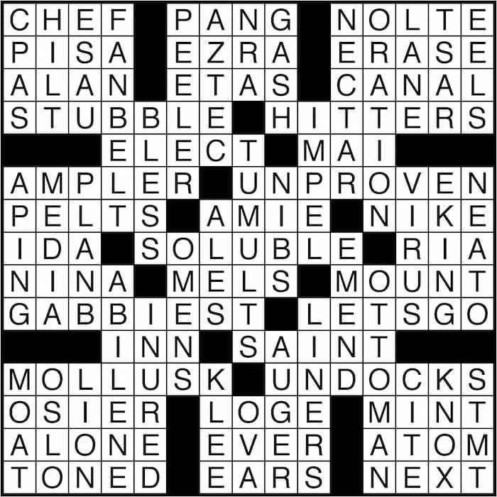 Crossword puzzle answers: June 29, 2016
