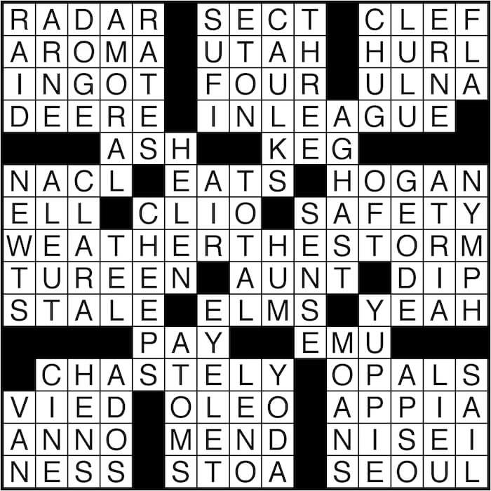 Crossword puzzle answers: June 2, 2016