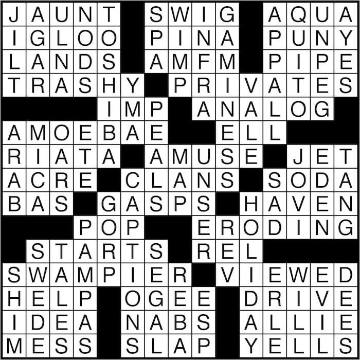 Crossword puzzle answers: June 30, 2016