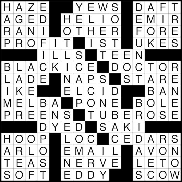 Crossword puzzle answers: June 3, 2016