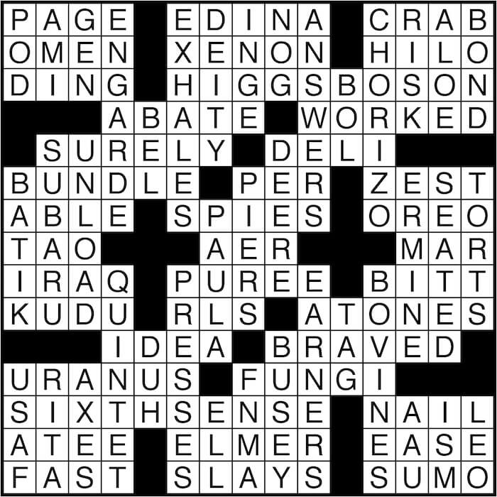 Crossword puzzle answers: June 7, 2016
