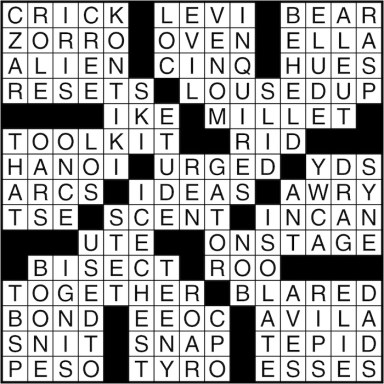 Crossword puzzle answers: March 10, 2016