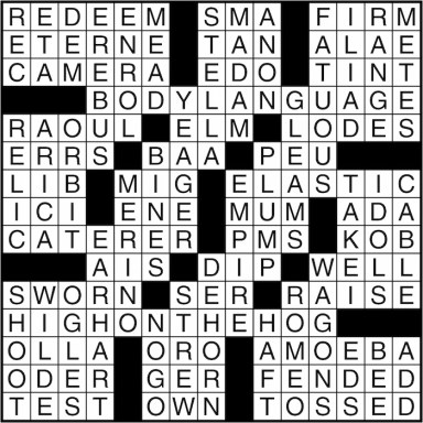 Crossword puzzle answers: March 11, 2016