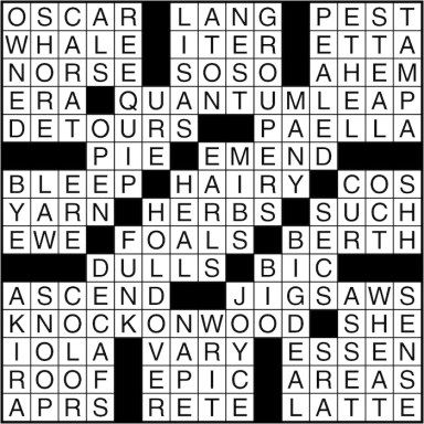 Crossword puzzle answers: March 16, 2016