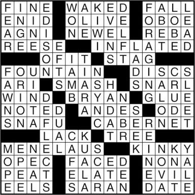 Crossword puzzle answers: March 18, 2016