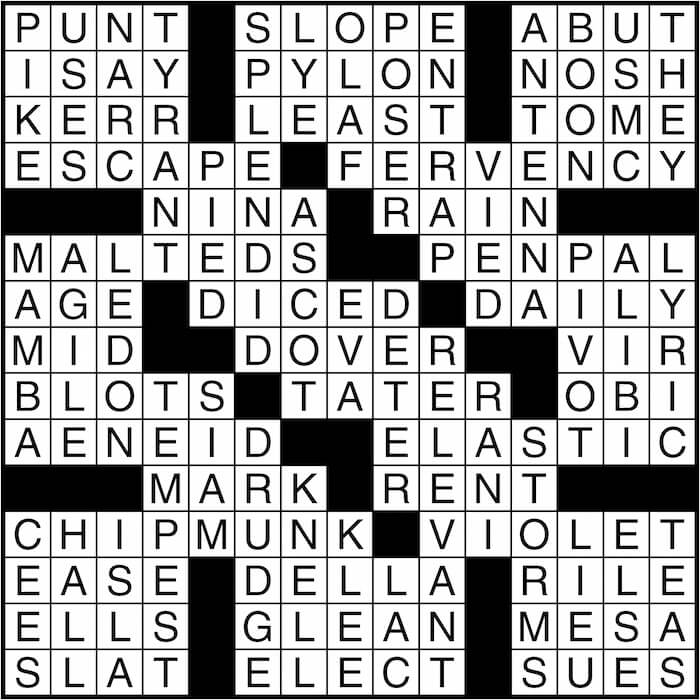 Crossword puzzle answers: March 25, 2016