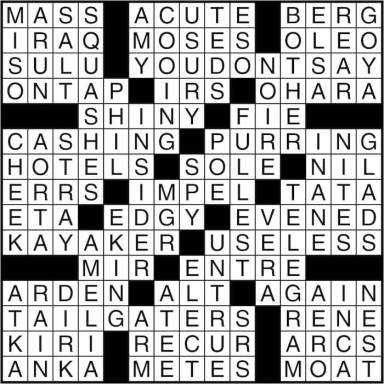 Crossword puzzle answers: March 28, 2016