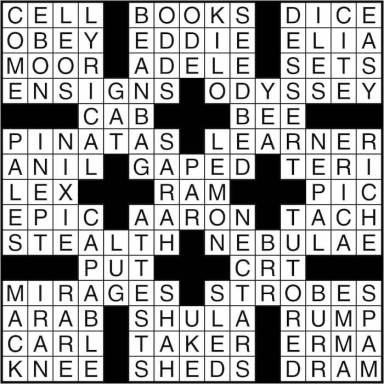 Crossword puzzle answers: March 31, 2016