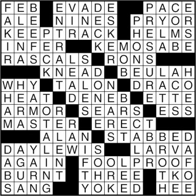Crossword puzzle answers: March 4, 2016