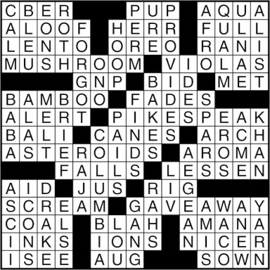 Crossword puzzle answers: March 7, 2016