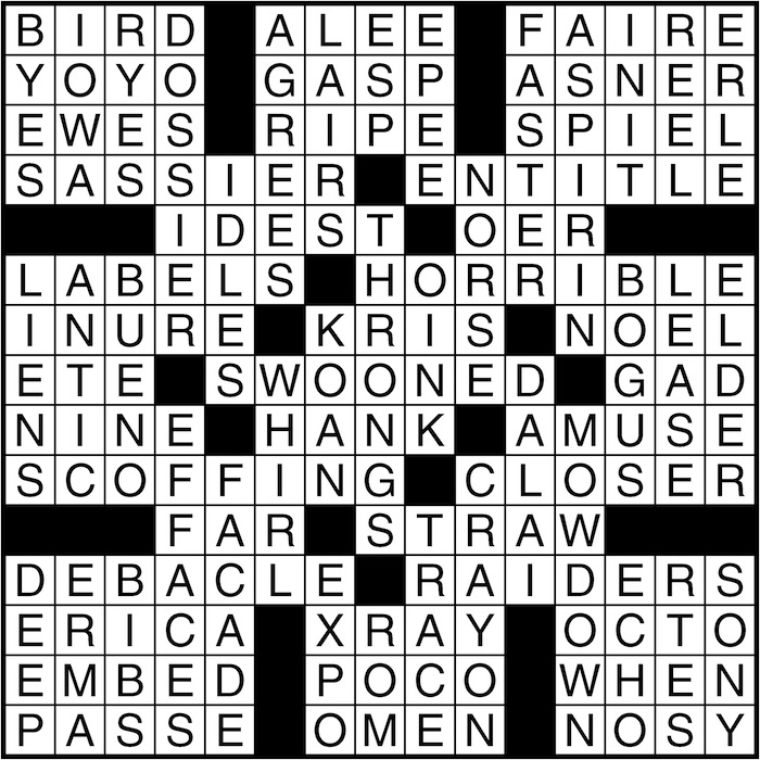 Crossword puzzle answers: March 9, 2016
