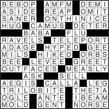 Crossword puzzle answers: May 10, 2016