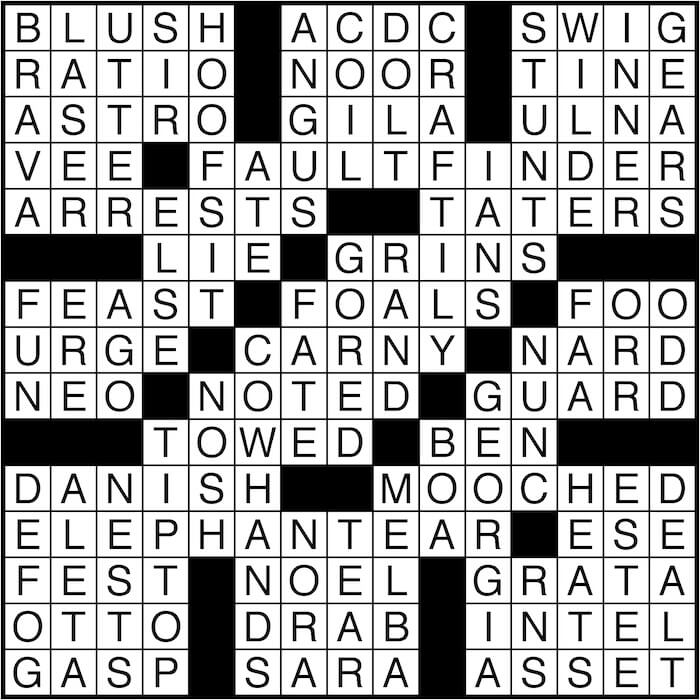 Crossword puzzle answers: May 11, 2016