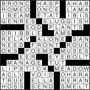 Crossword puzzle answers: May 16, 2016