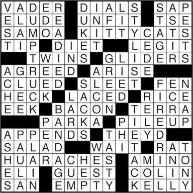 Crossword puzzle answers: May 17, 2016