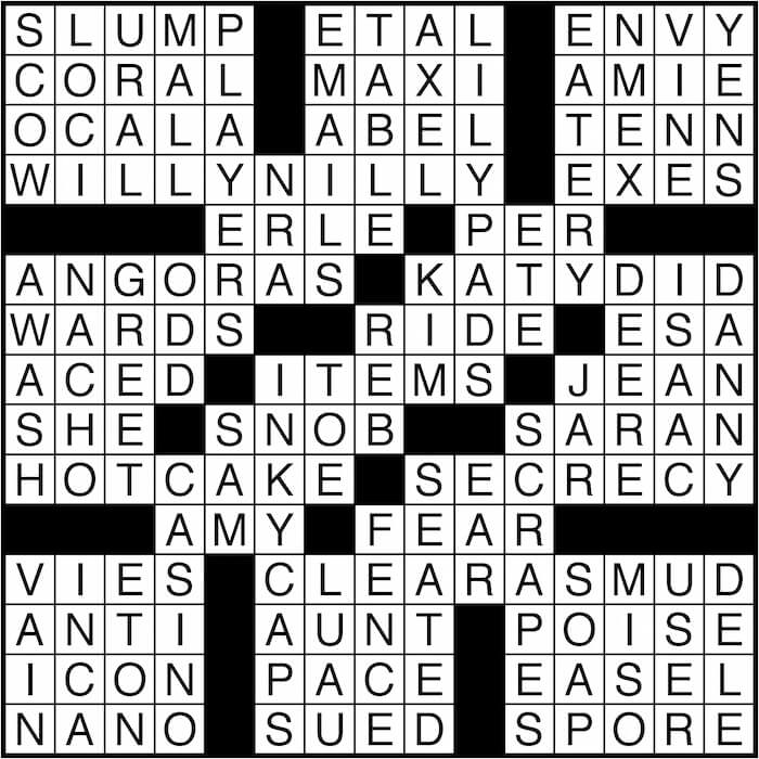 Crossword puzzle answers: May 18, 2016