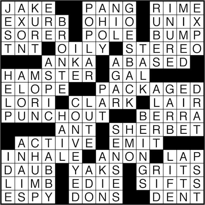 Crossword puzzle answers: May 19, 2016
