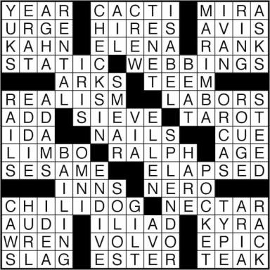 Crossword puzzle answers: May 20, 2016