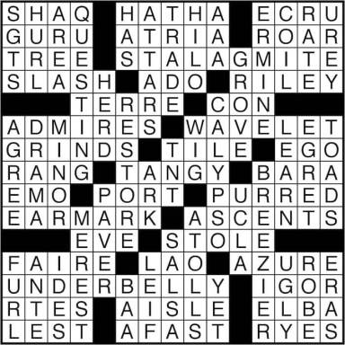 Crossword puzzle answers: May 23, 2016