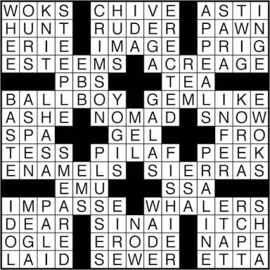 Crossword puzzle answers: May 26, 2016
