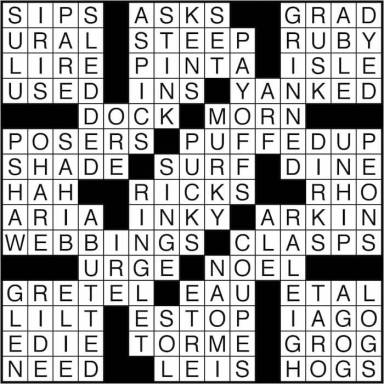 Crossword puzzle answers: May 27, 2016