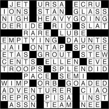 Crossword puzzle answers: May 30, 2016