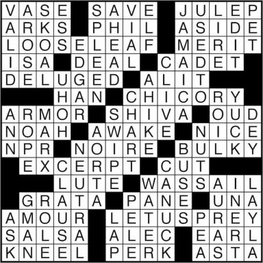 Crossword puzzle answers: May 31, 2016