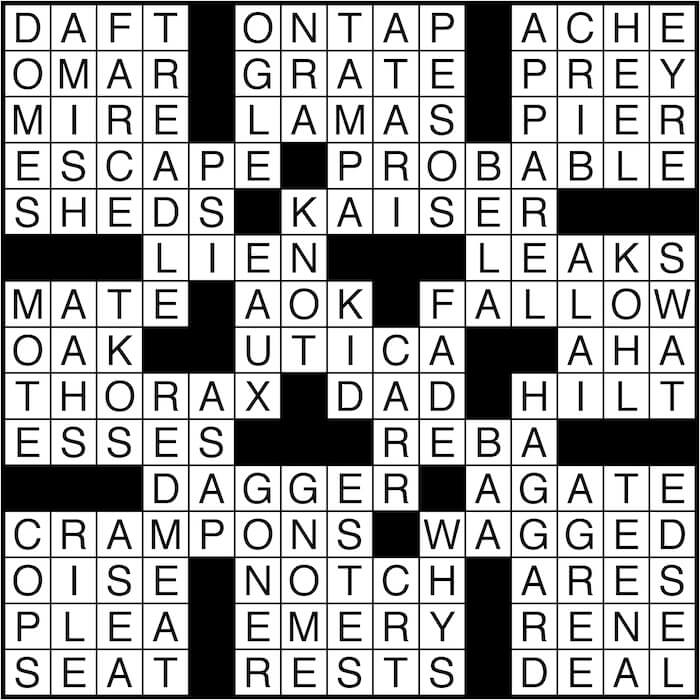 Crossword puzzle answers: May 3, 2016