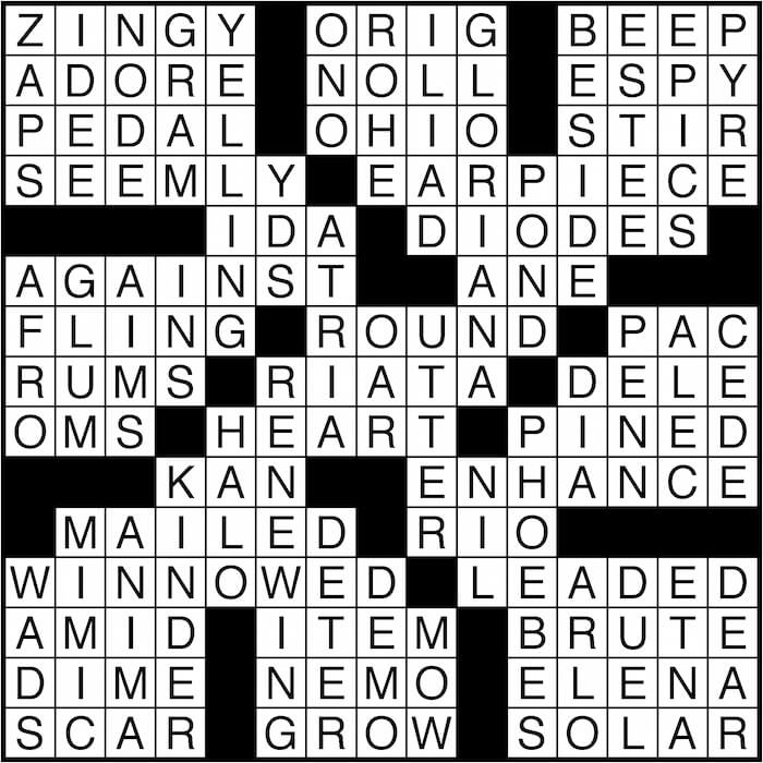 Crossword puzzle answers: May 5, 2016